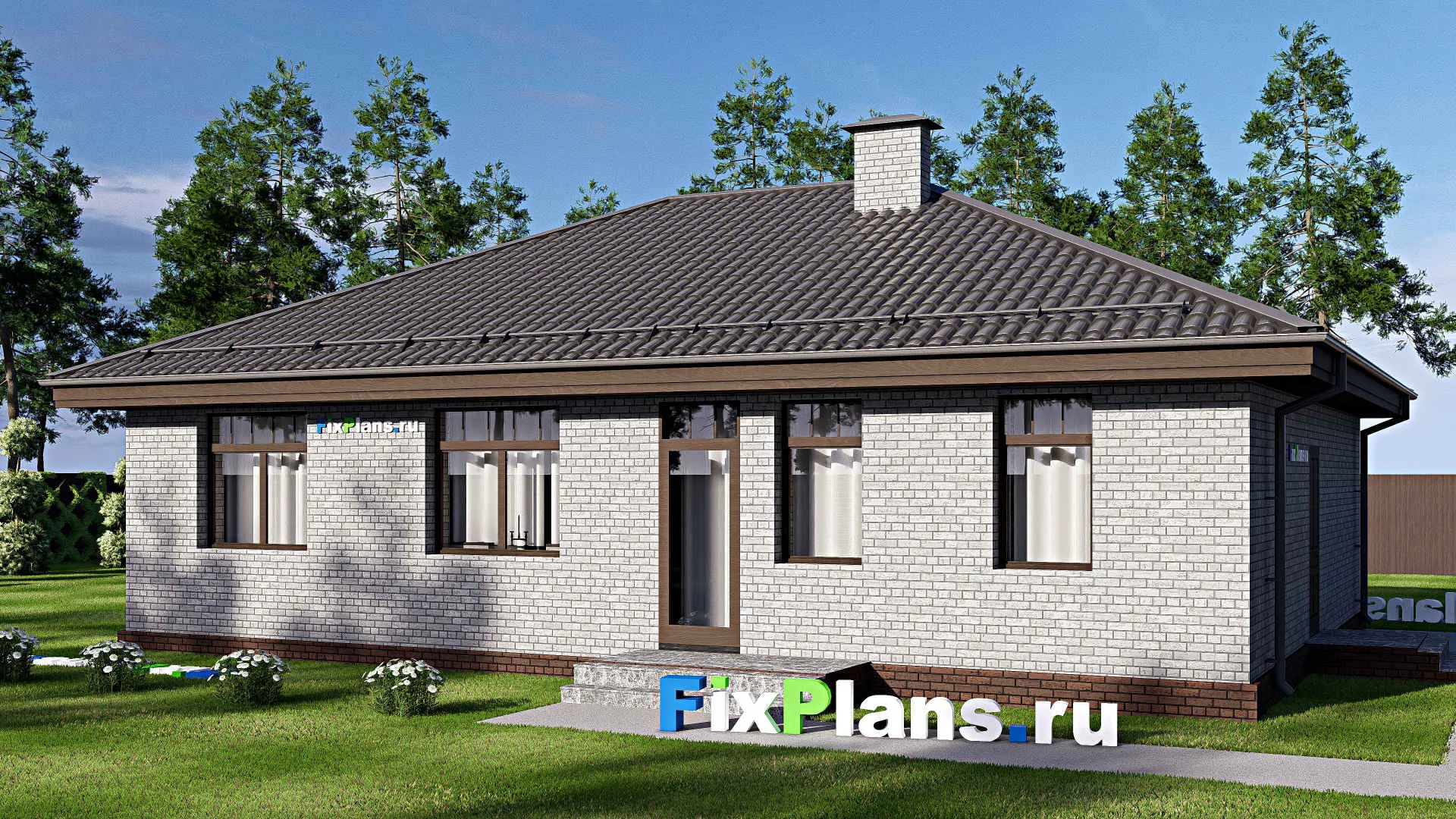 F-18305 - Проект одноэтажного дома 13 на 16, площадью 130 м² с 3 спальнями