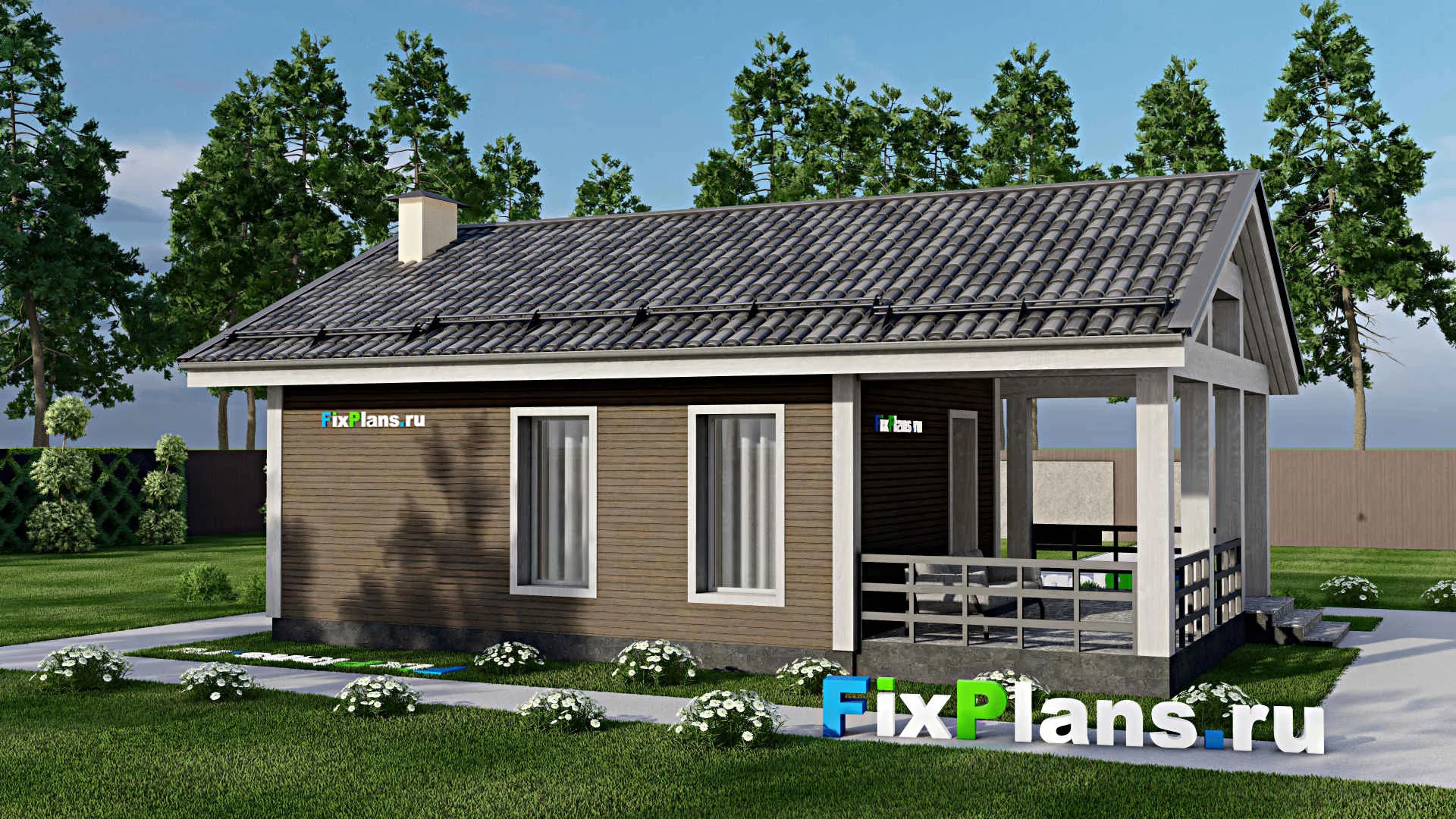 F-11510 - Проект бани 8 на 11, площадью 70 м² с комнатой отдыха, терассой и санузлом