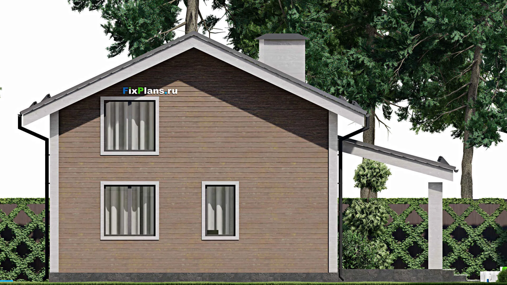 F-4877 - Проект дома с мансардой 8 на 10, площадью 130 м² с террасой и 4 спальнями