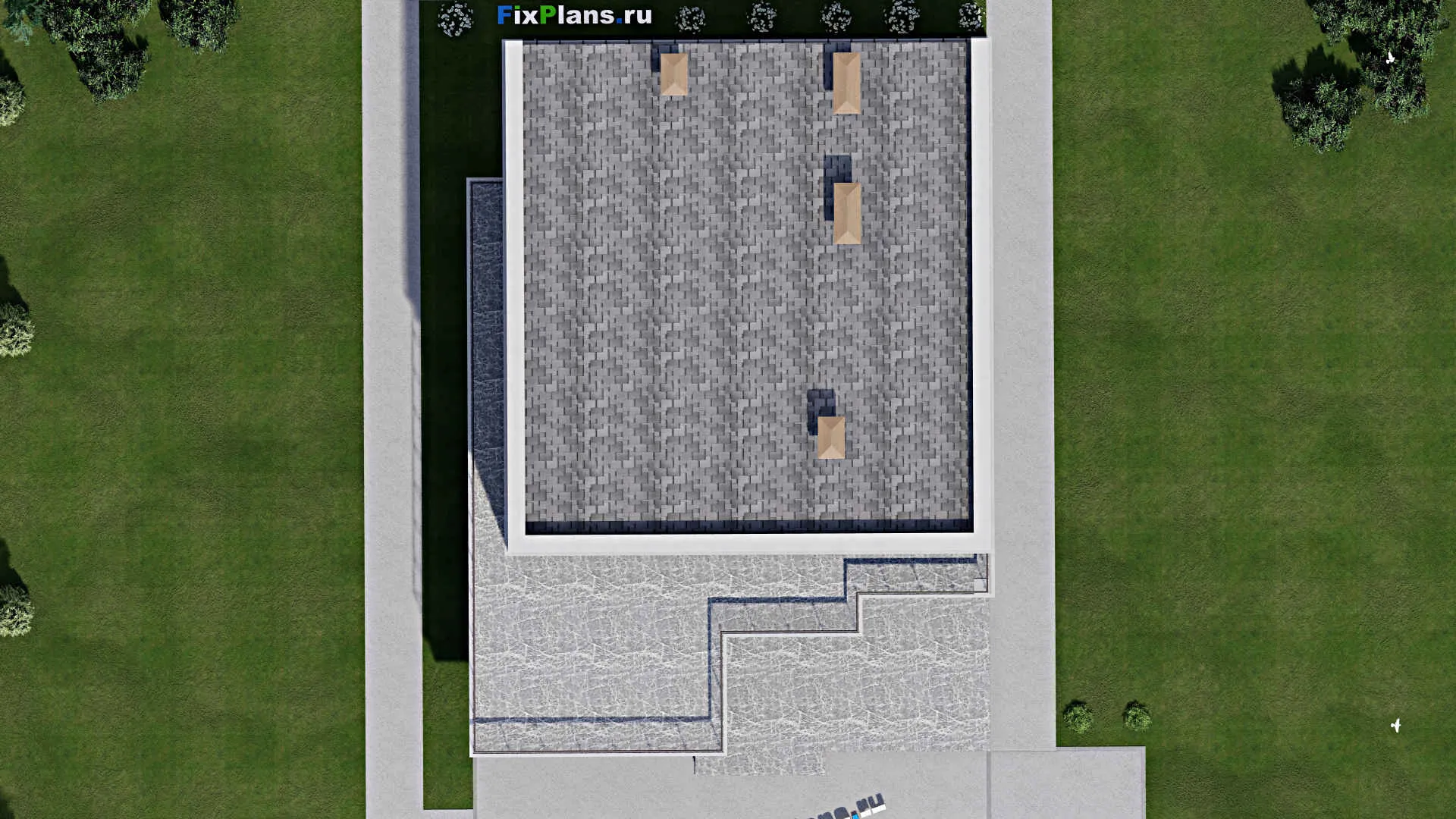 F-8693 - Планы двухэтажного дома 14 на 19, площадью 410 м² с террасой, балконом, баней и 5 спальнями