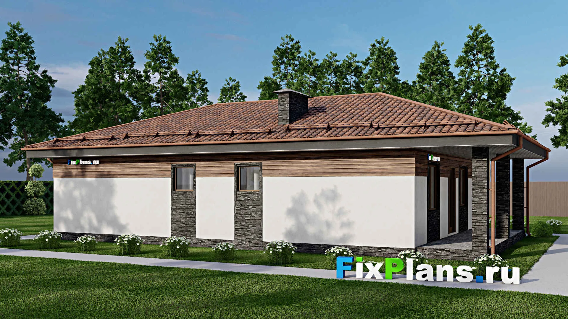 F-10457 - Проект одноэтажного дома 11 на 17, площадью 130 м² с 3 спальнями