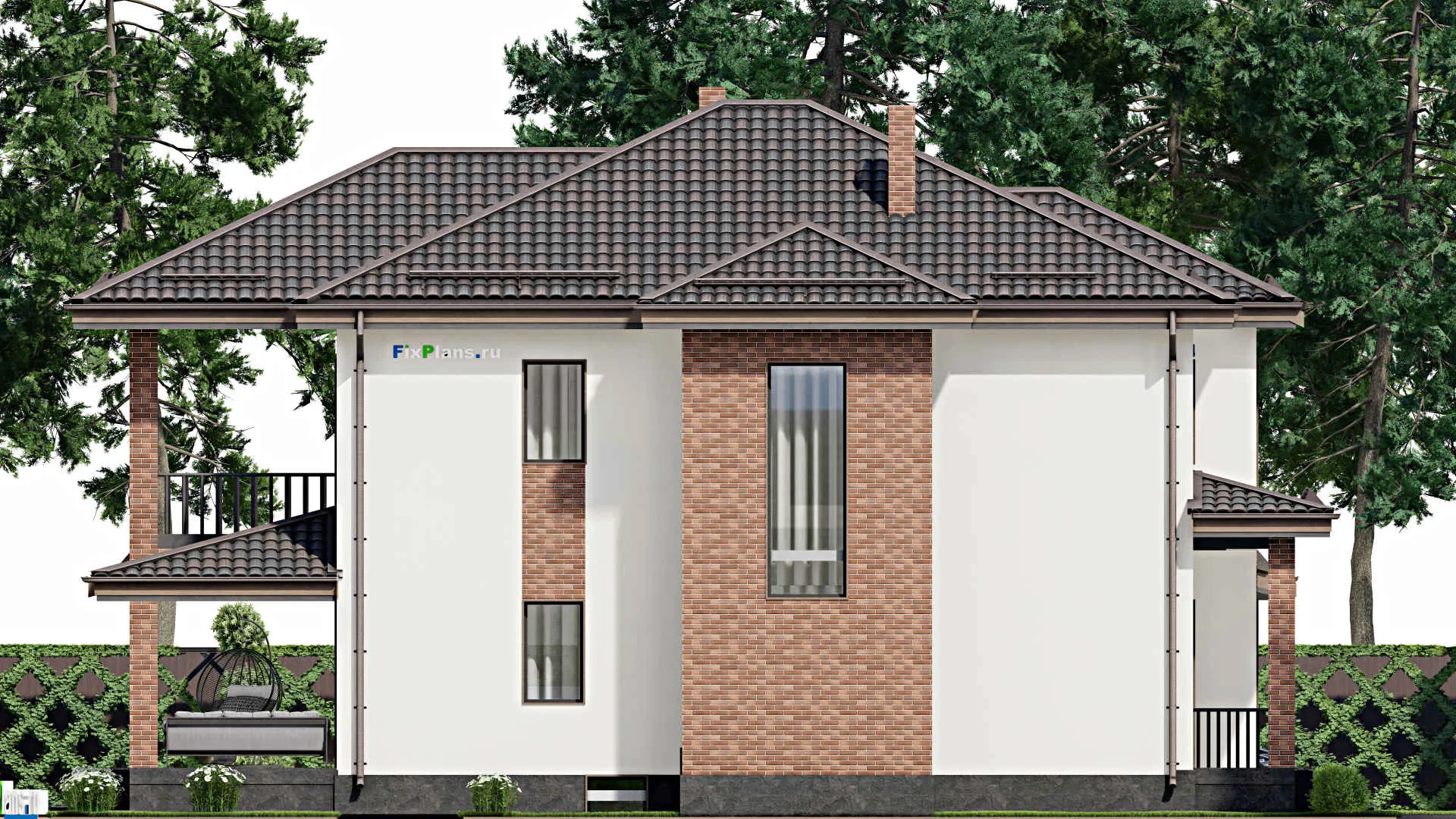 F-2978 - Проект двухэтажного дома 13 на 17, площадью 270 м² с террасой, балконом и 3 спальнями