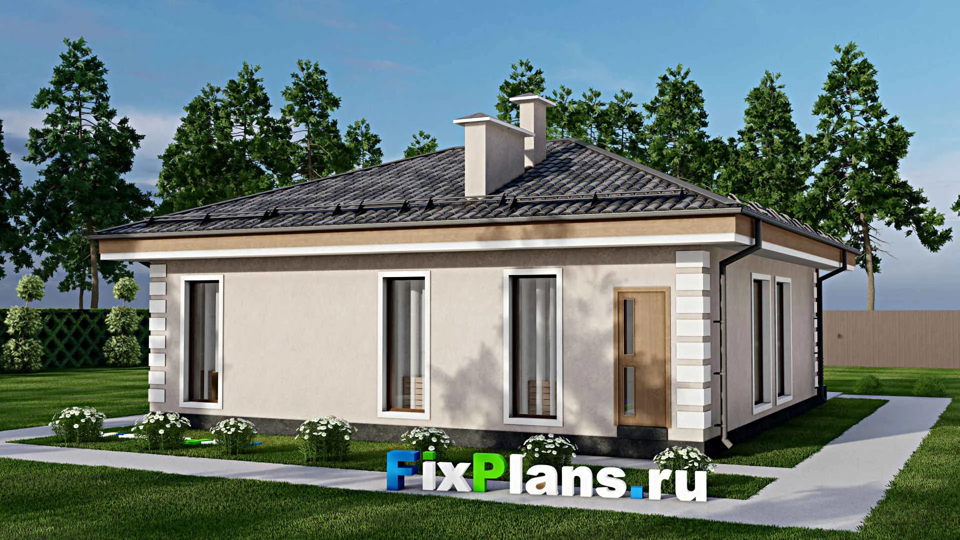 F-10367 - План одноэтажного дома 12 на 13, площадью 110 м² с 2 спальнями