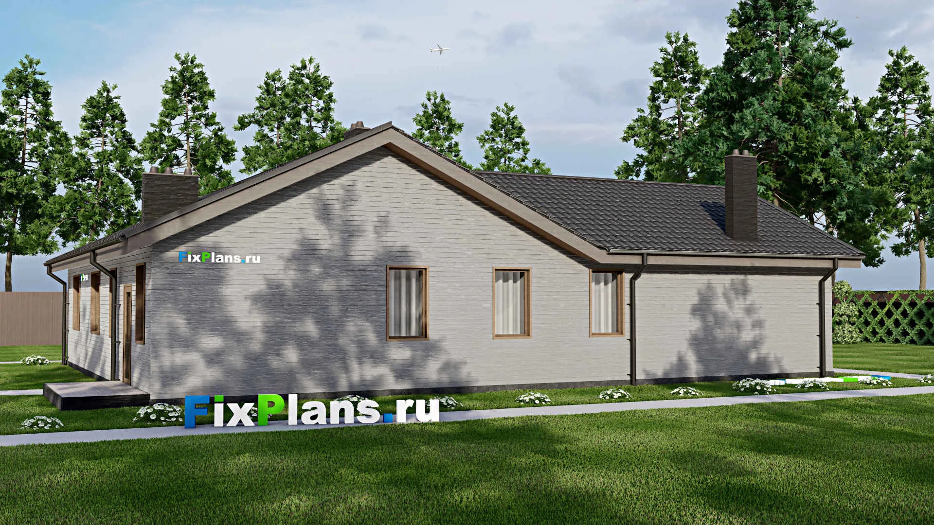 F-5066 - Проект одноэтажного дома 14 на 17, площадью 180 м² с баней и 3 спальнями