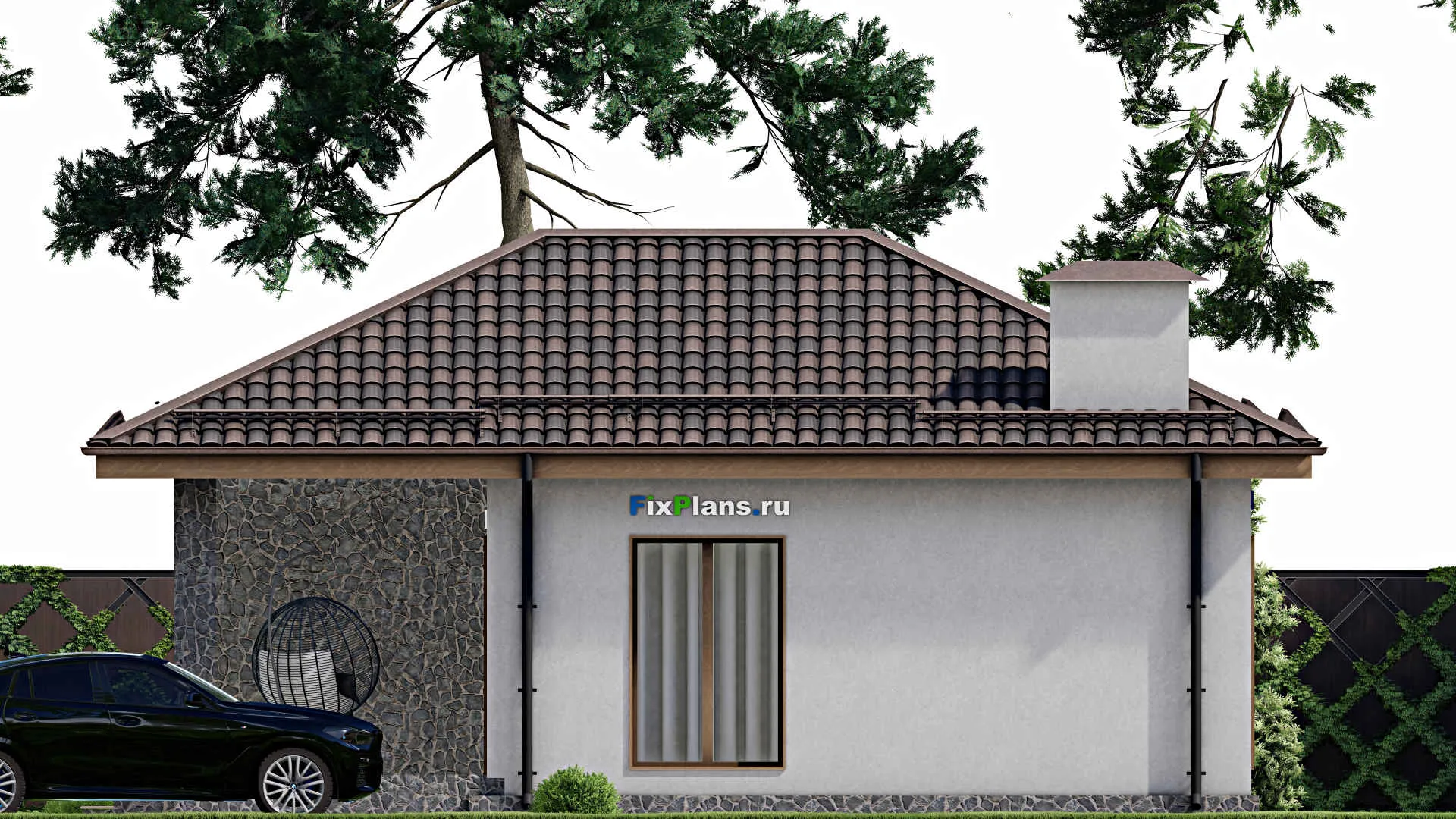 F-7478 - Проект бани 8 на 11, площадью 60 м² с терассой, санузлом и спальней