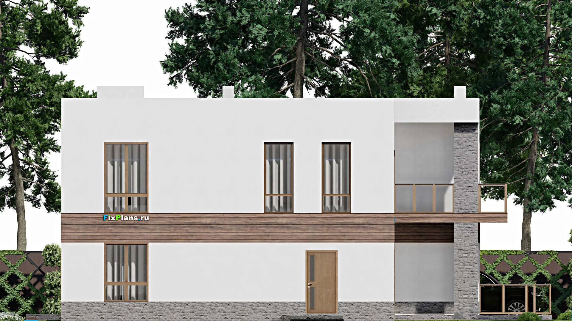 F-10556 - Проект двухэтажного дома 18 на 19, площадью 360 м² с террасой, балконом и 5 спальнями