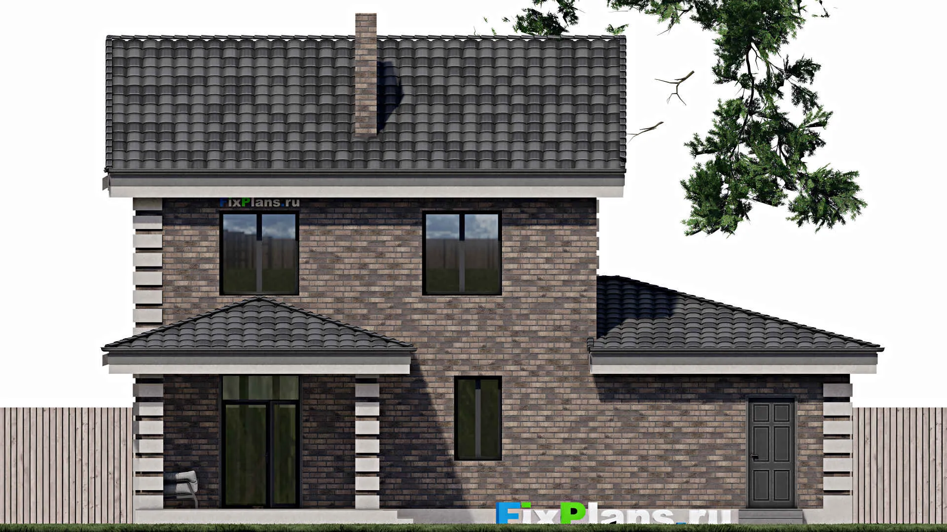 F-0899 - Проект двухэтажного дома 9 на 14, площадью 160 м² с гаражом на 2 машины и 3 спальнями
