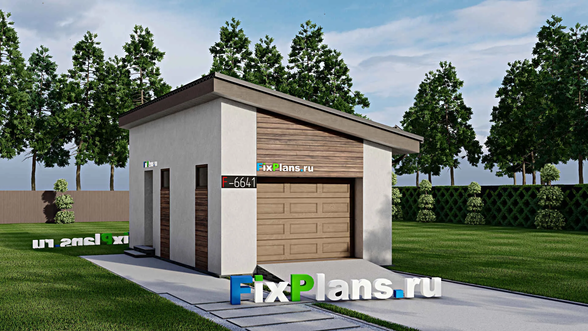 F-6641 - Проект гаража из газобетона 5 на 9, площадью 40 м² на 1 машиноместо