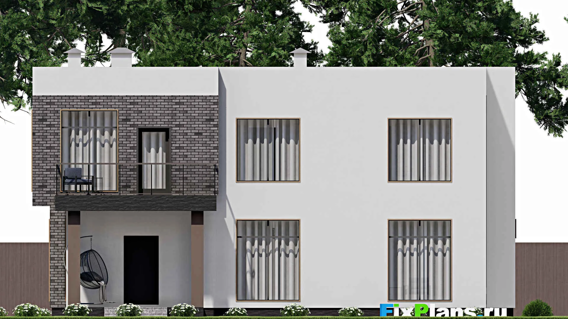 F-11888 - Проект двухэтажного дома 15 на 17, площадью 300 м² с 3 спальнями