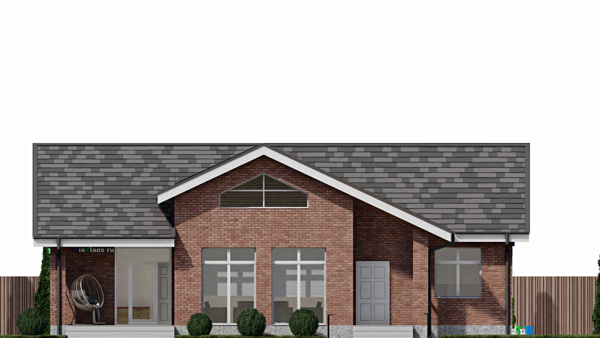 F-0008 - Проект одноэтажного дома 11 на 16, площадью 130 м² с террасой и 3 спальнями