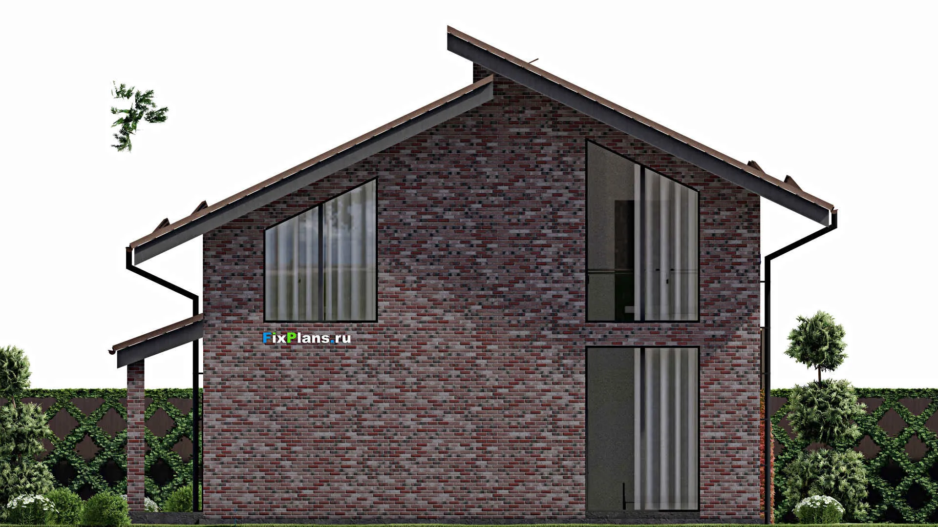 F-2006 - Проект дома с мансардой 10 на 10, площадью 160 м² с террасой, балконом и 3 спальнями