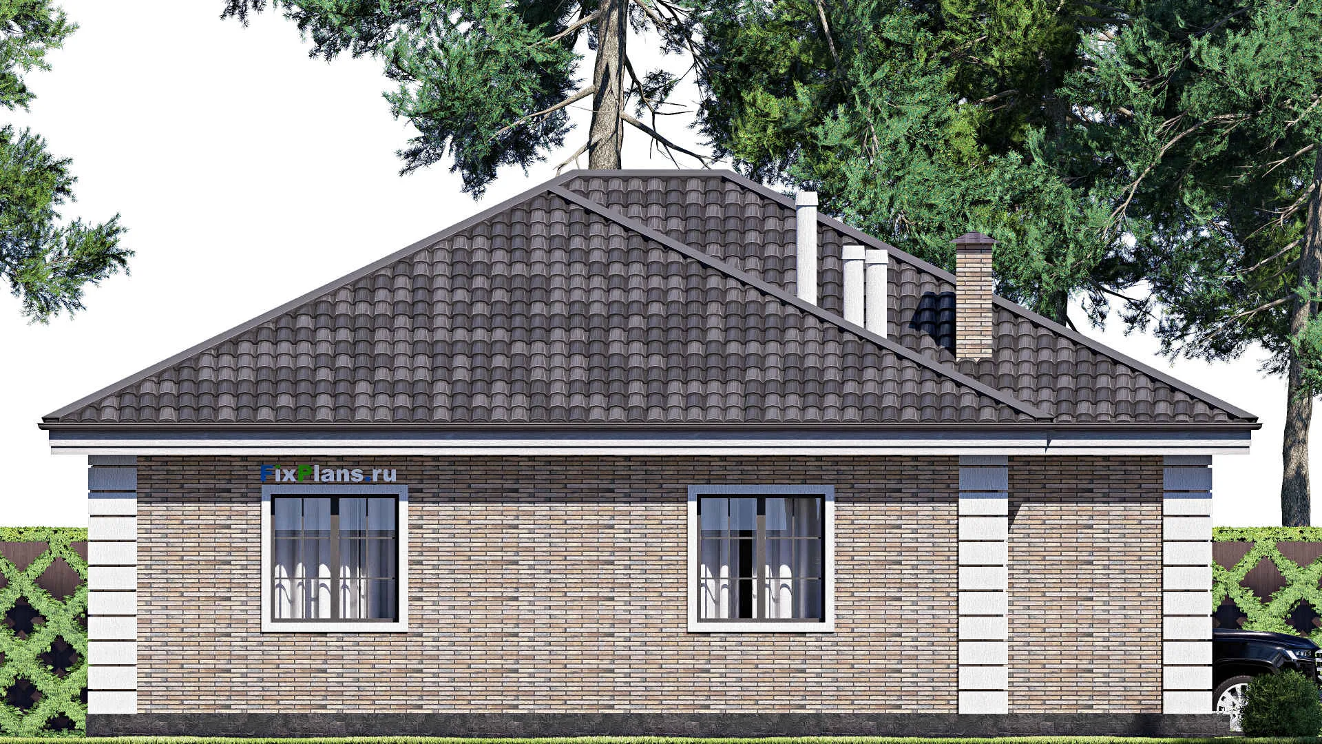 F-19646 - Проект одноэтажного дома 13 на 15, площадью 140 м² с 3 спальнями