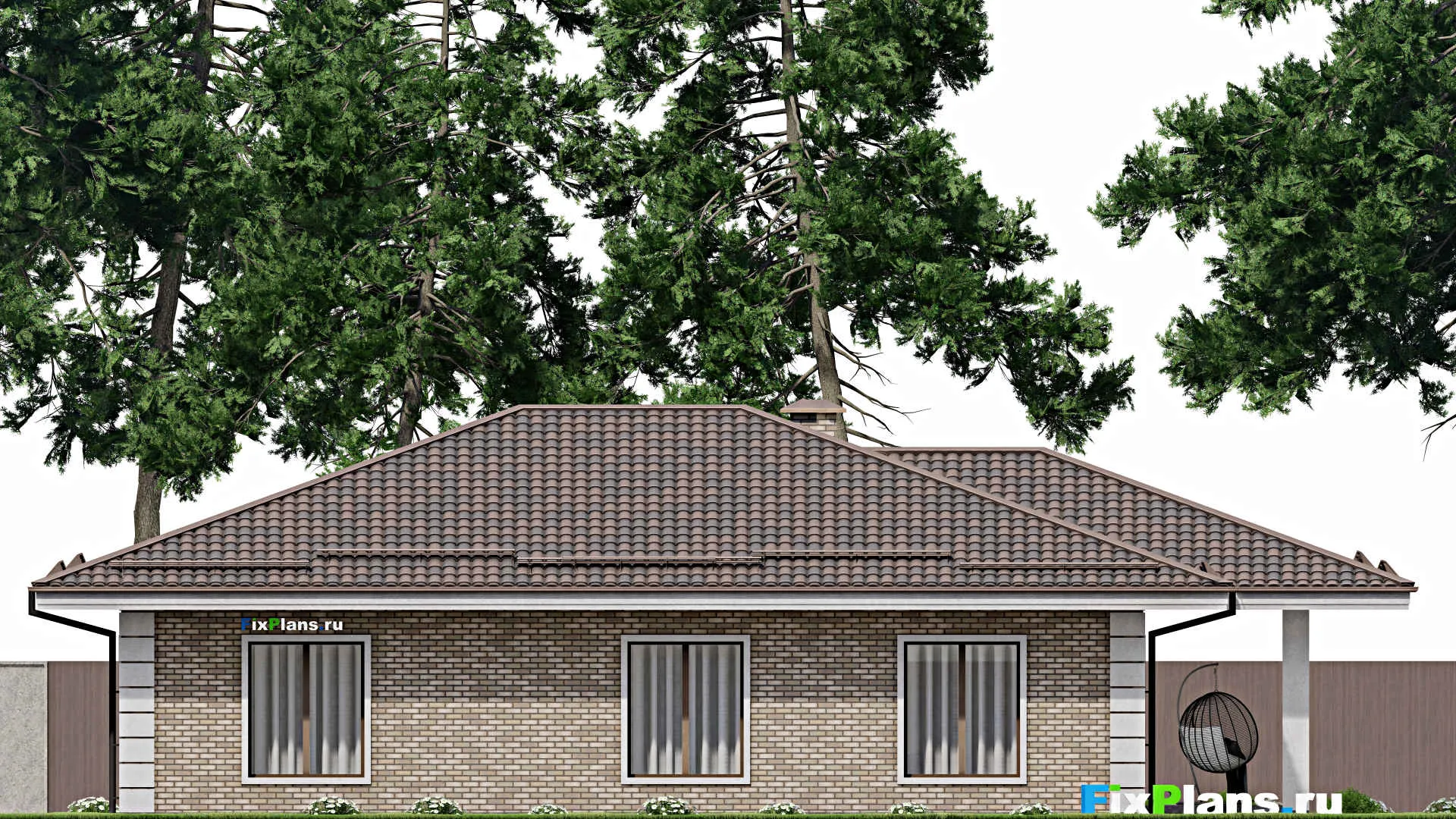 F-9368 - План одноэтажного дома 15 на 18, площадью 190 м² с 4 спальнями