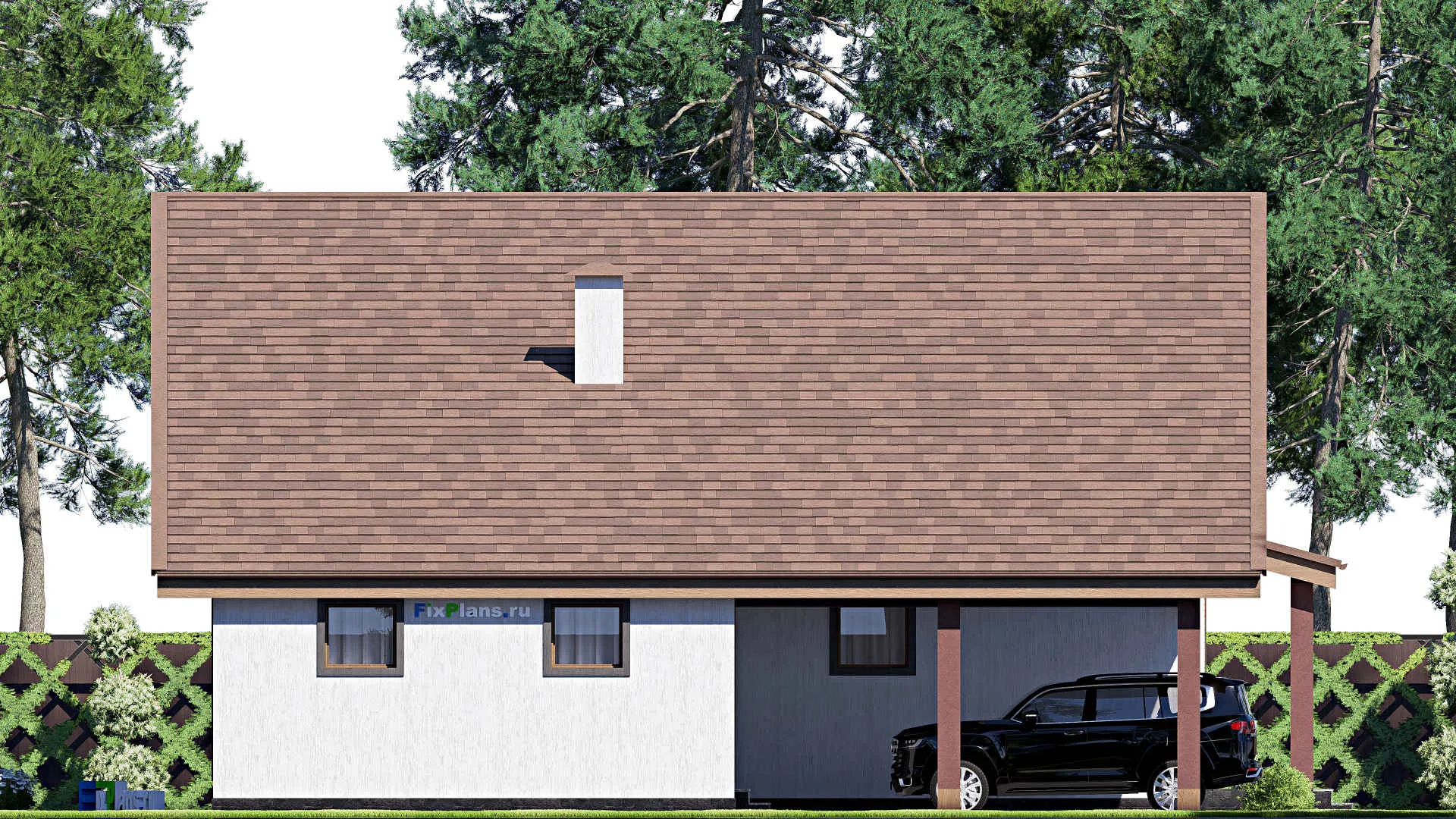 F-17432 - Проект дома с мансардой 15 на 24, площадью 310 м² с террасой и 3 спальнями