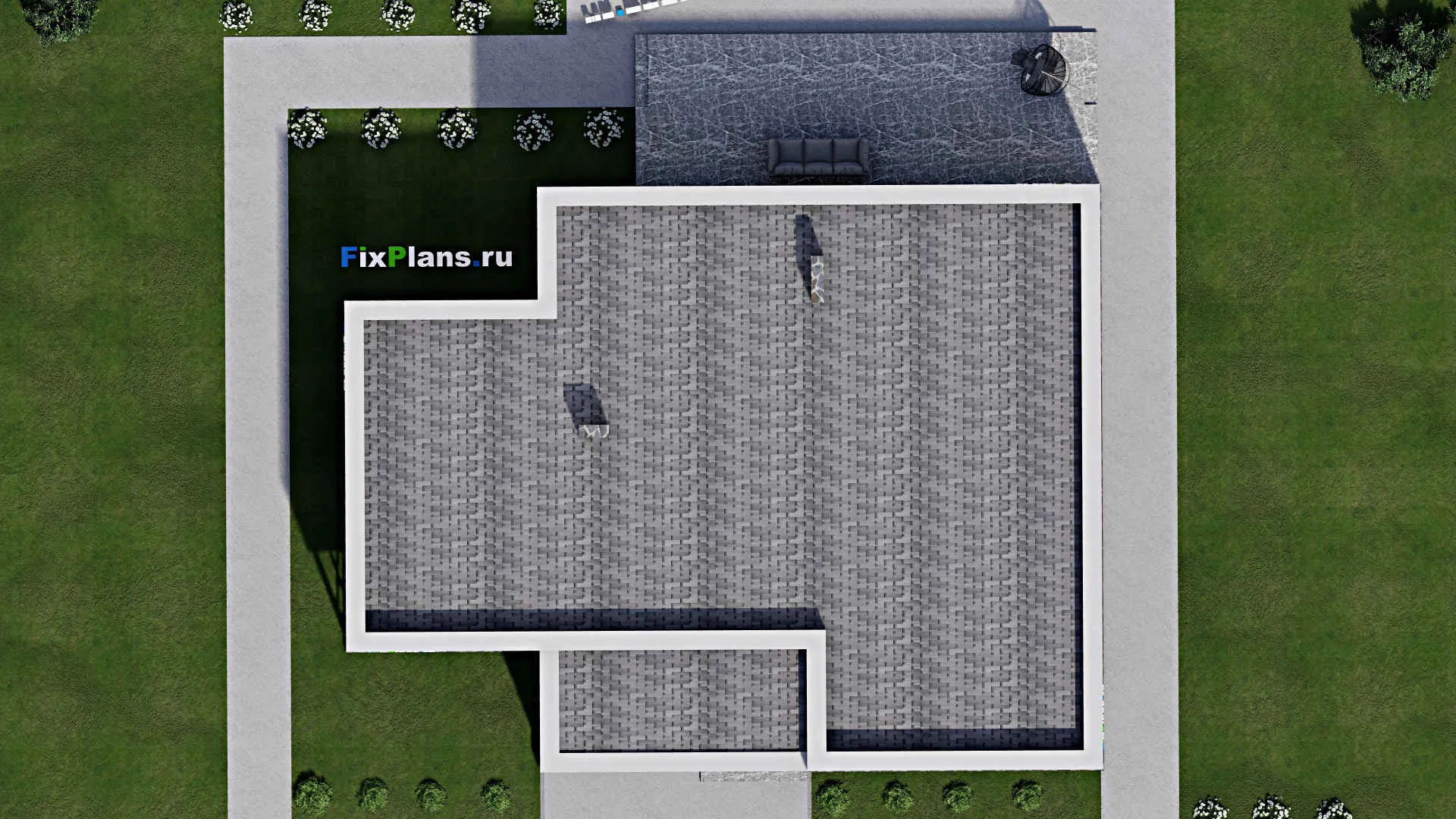 F-8909 - Проект бани 18 на 18, площадью 220 м² с терассой, санузлом и спальней