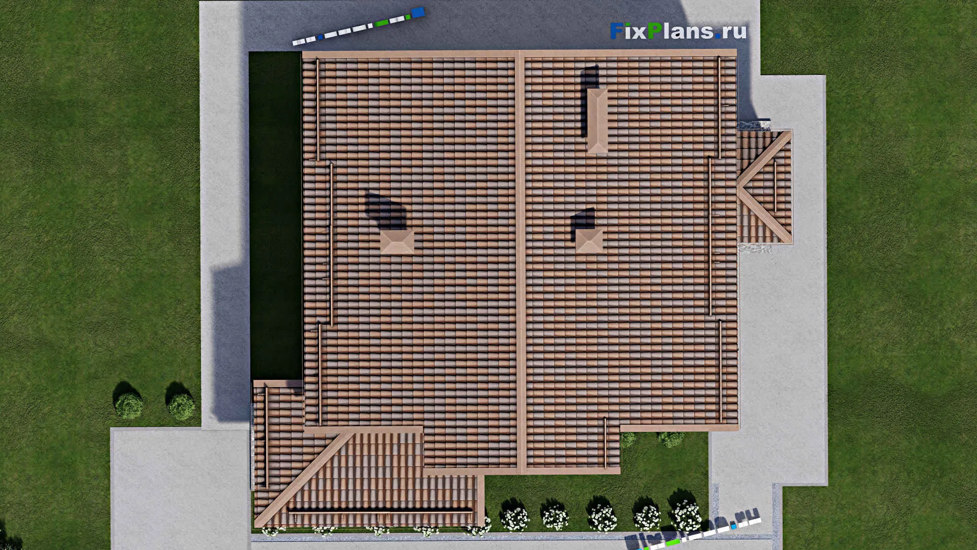 F-9107 - Проект дома с мансардой 13 на 15, площадью 190 м² с террасой и 4 спальнями