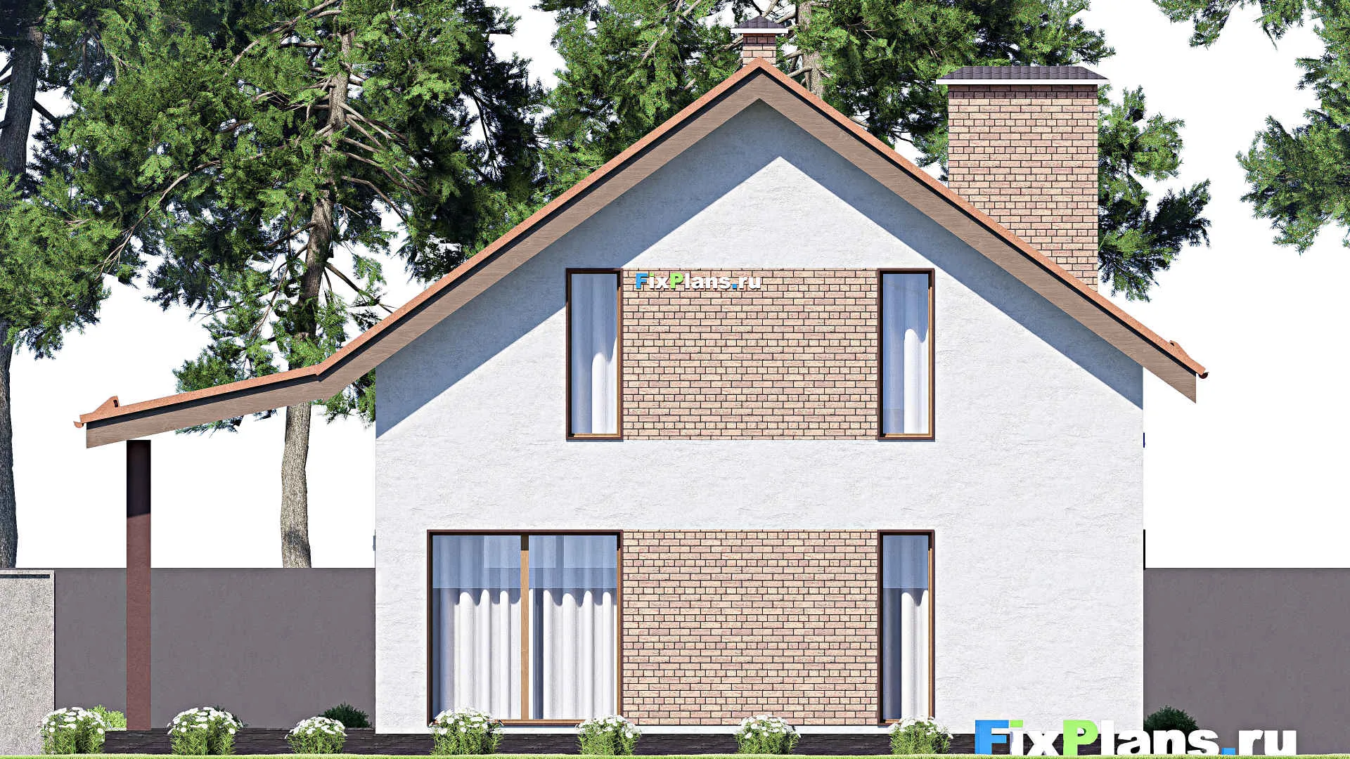 F-12563 - Проект дома с мансардой 10 на 13, площадью 130 м² с террасой и 3 спальнями