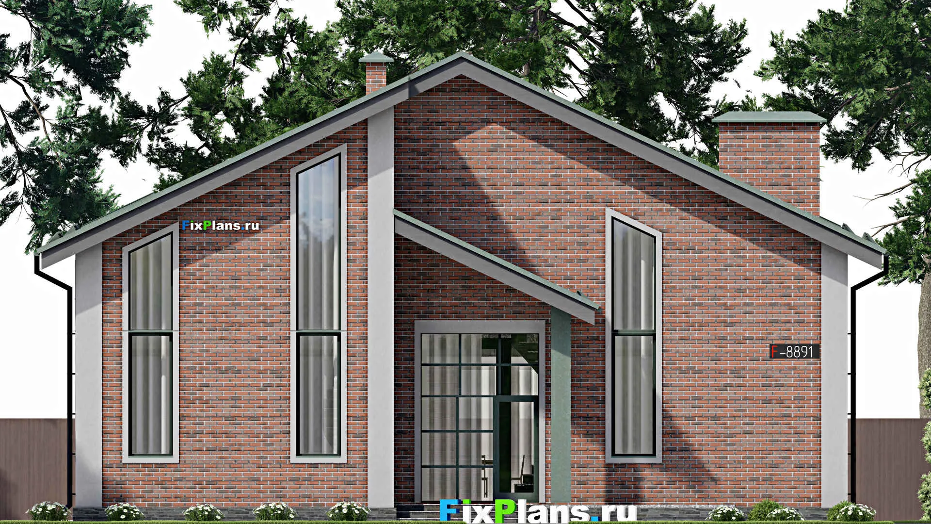 F-8891 - Проект дома с мансардой 16 на 17, площадью 300 м² с 5 спальнями