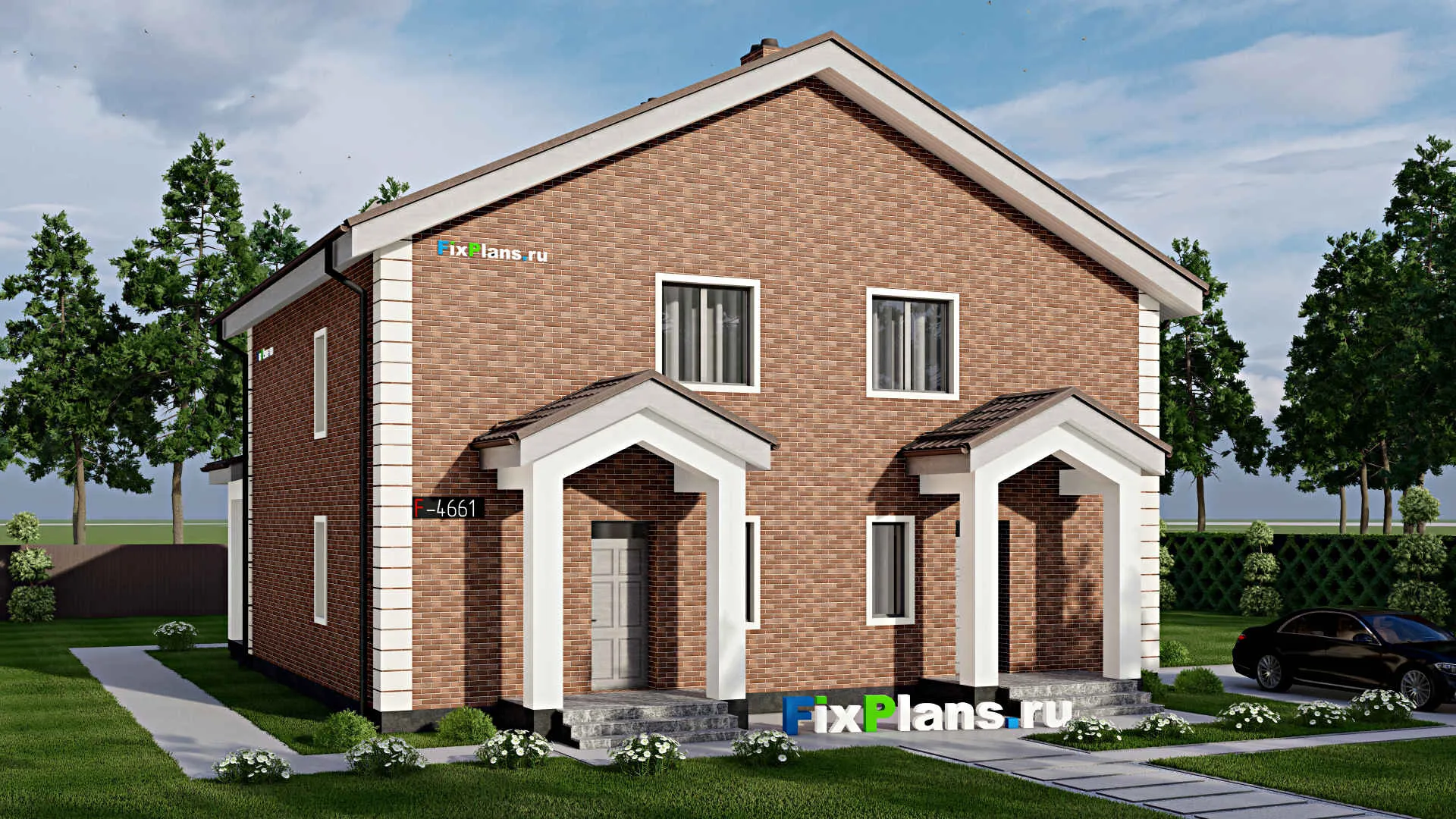 F-4661 - Проект дома с мансардой 11 на 13, площадью 240 м² с террасой и 6 спальнями