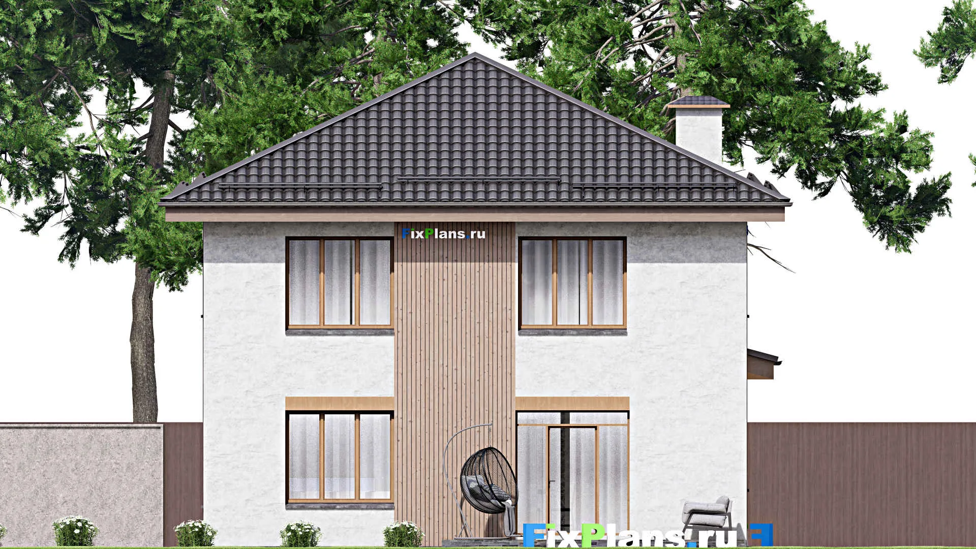 F-12734 - Проект двухэтажного дома 10 на 16, площадью 200 м² с террасой и 4 спальнями