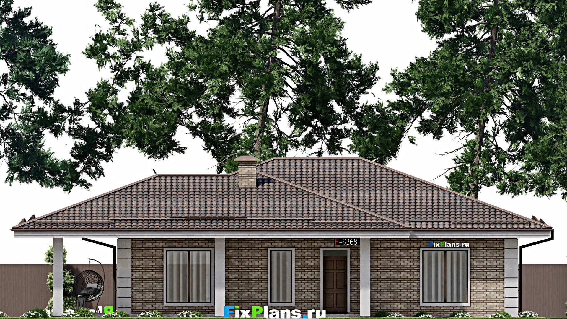 F-9368 - План одноэтажного дома 15 на 18, площадью 190 м² с 4 спальнями