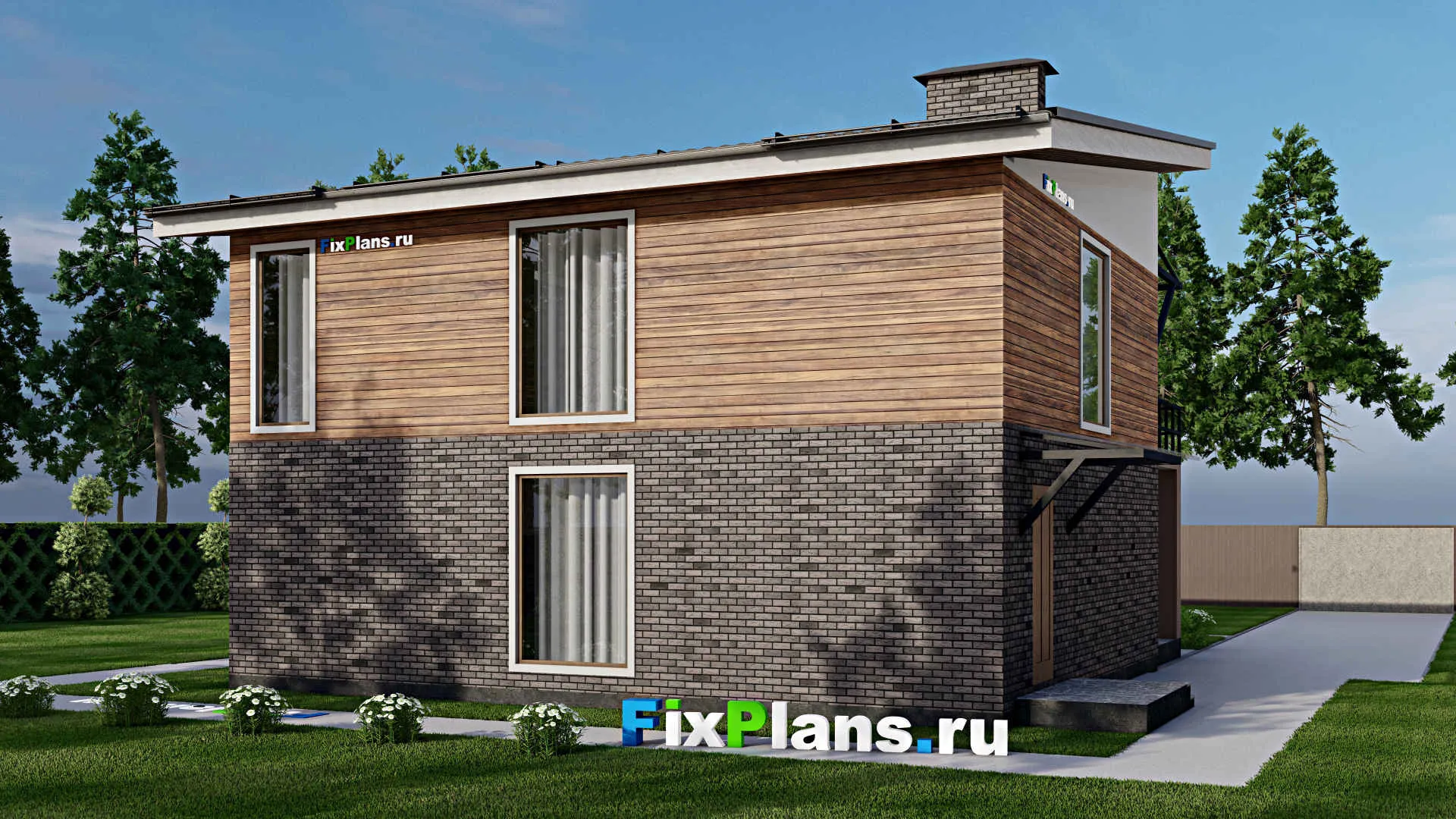 F-9314 - Проект двухэтажного дома 12 на 15, площадью 220 м² с террасой, балконом и 4 спальнями