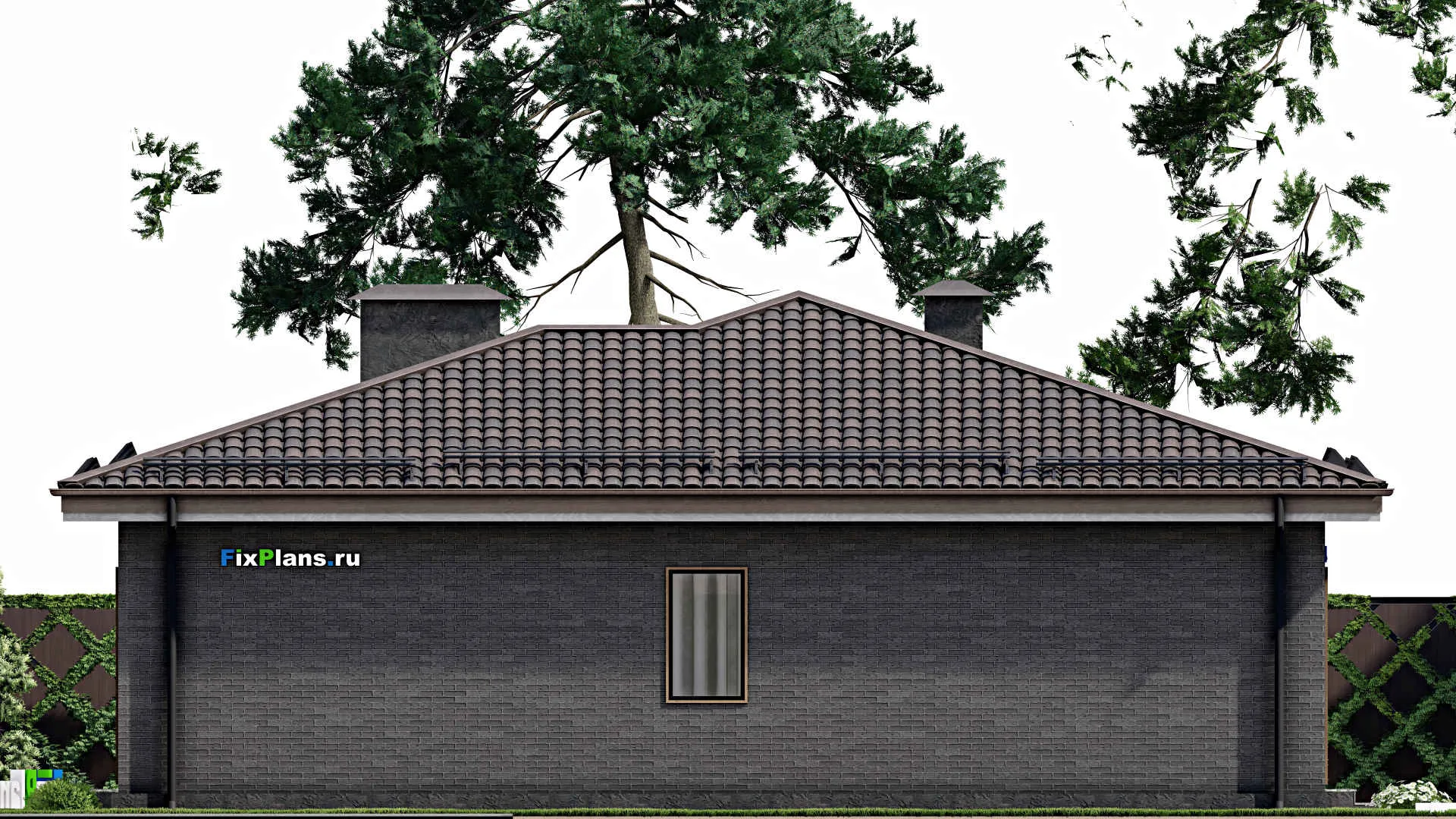 F-6929 - План одноэтажного дома 14 на 15, площадью 140 м² с террасой и 3 спальнями