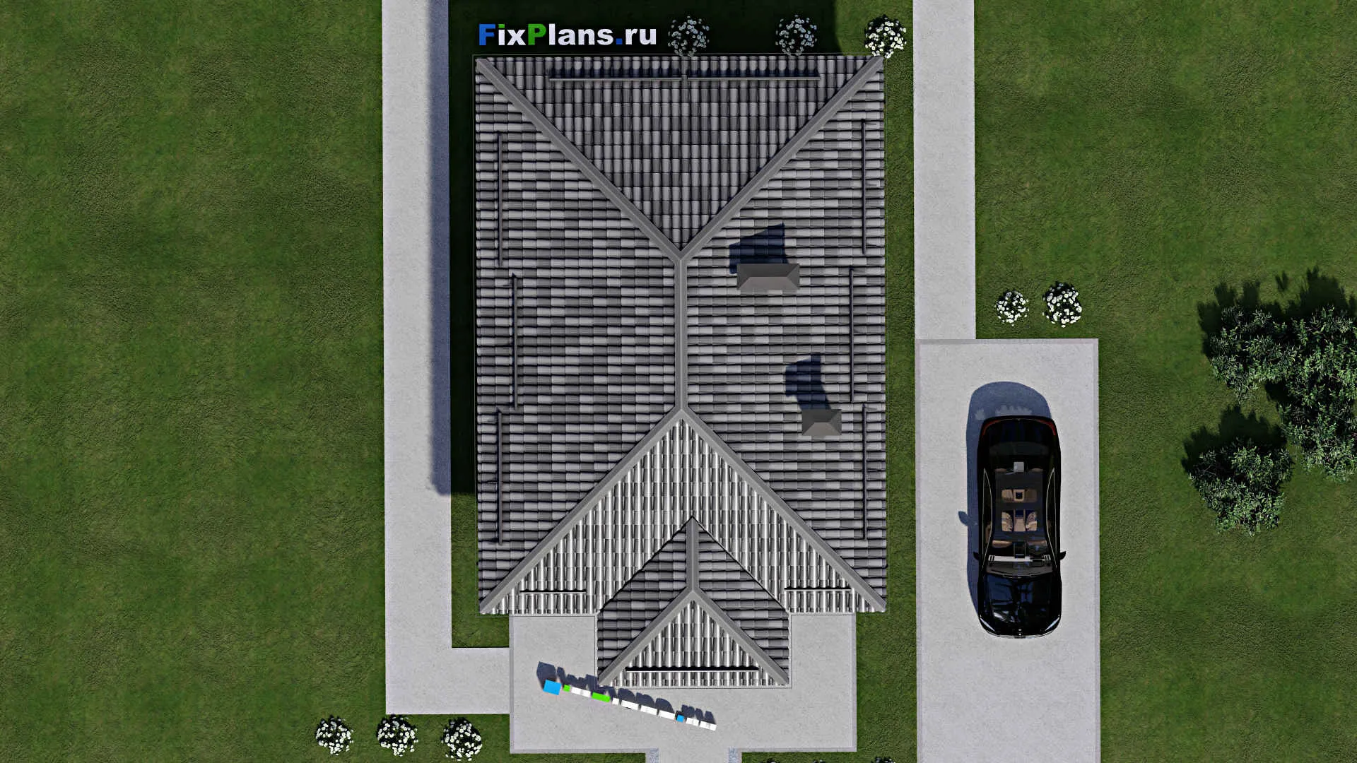 F-5948 - Проект одноэтажного дома 8 на 12, площадью 80 м² с 2 спальнями