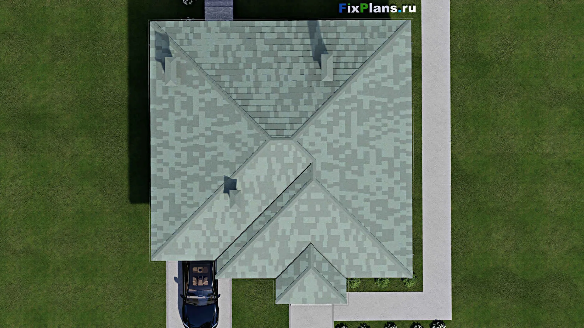 F-5480 - Проект одноэтажного дома 12 на 13, площадью 120 м² с гаражом на 1 машину и 3 спальнями