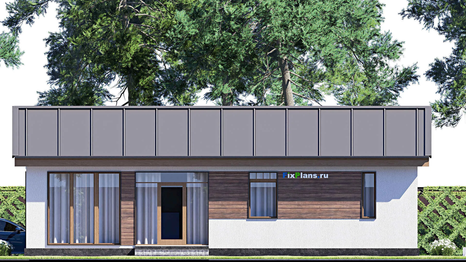 F-18422 - Проект бани 8 на 14, площадью 70 м² с комнатой отдыха и терассой