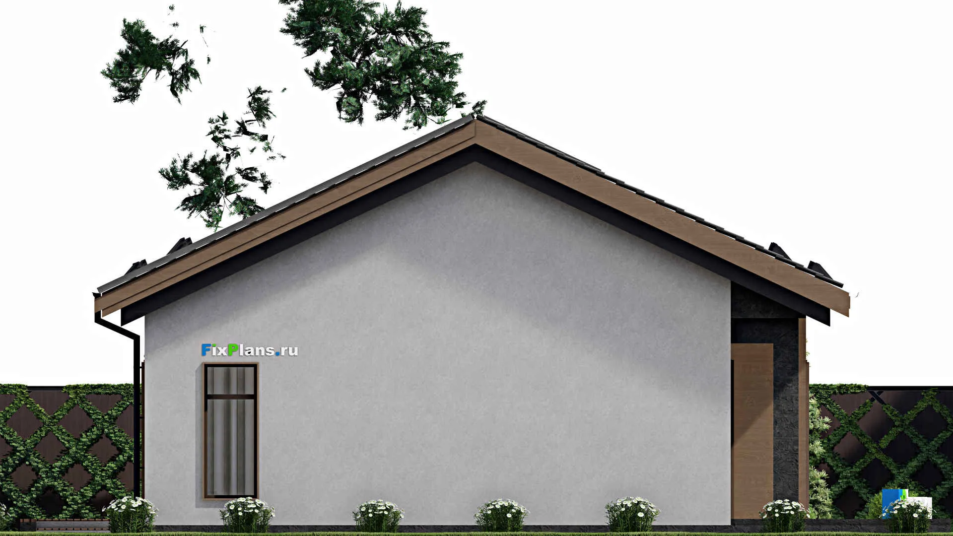F-2492 - Проект одноэтажного дома 11 на 19, площадью 240 м² с террасой и 3 спальнями