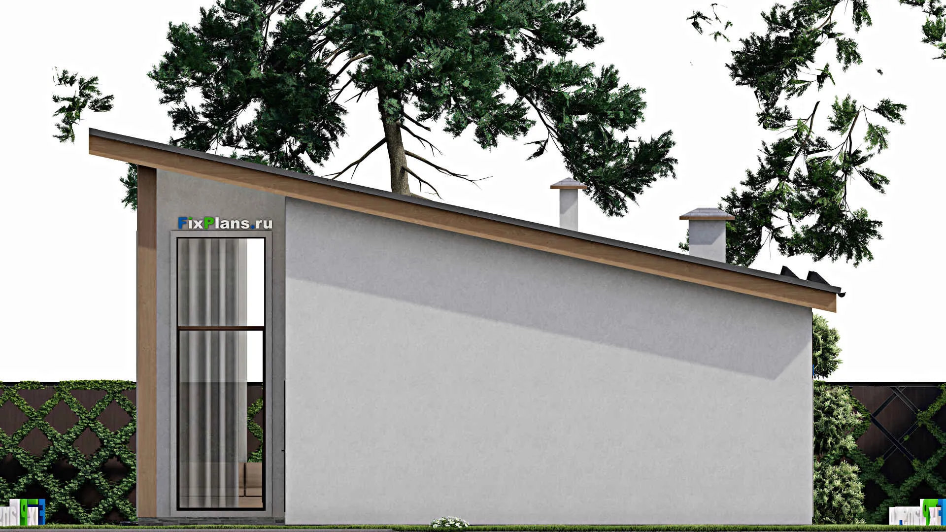 F-10115 - План одноэтажного дома 11 на 13, площадью 120 м² с террасой и 4 спальнями