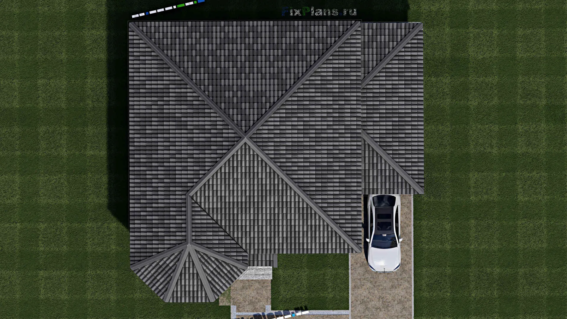 F-1817 - Проект одноэтажного дома 14 на 15, площадью 130 м² с гаражом на 1 машину и 3 спальнями